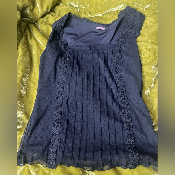 Vintage glothic sheer mesh black dot ruffle sleeveless layered  top - Picture 3 of 7